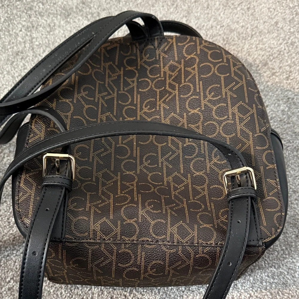 Calvin Klein Stylish Brown and Black Unisex CK zippered Backpack size medium